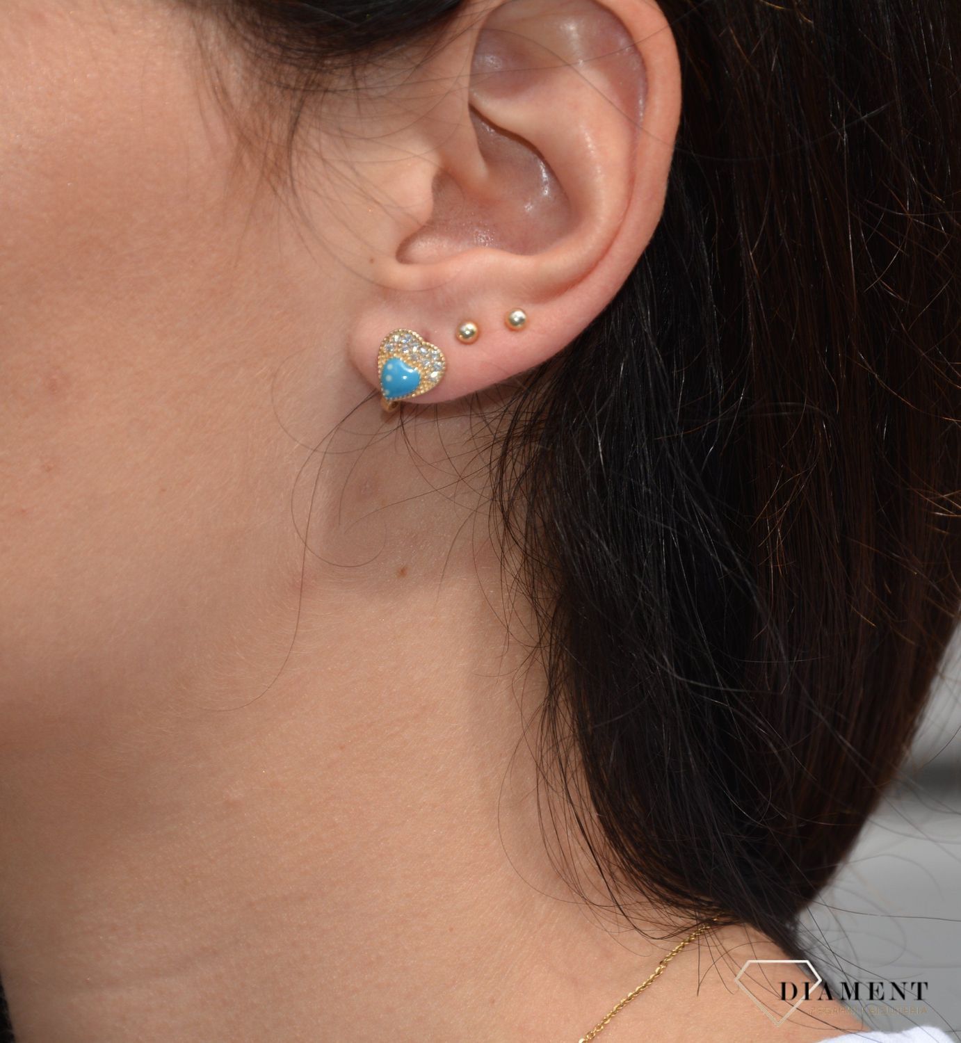 Złote kolczyk 333 serduszko niebieskie.jpg